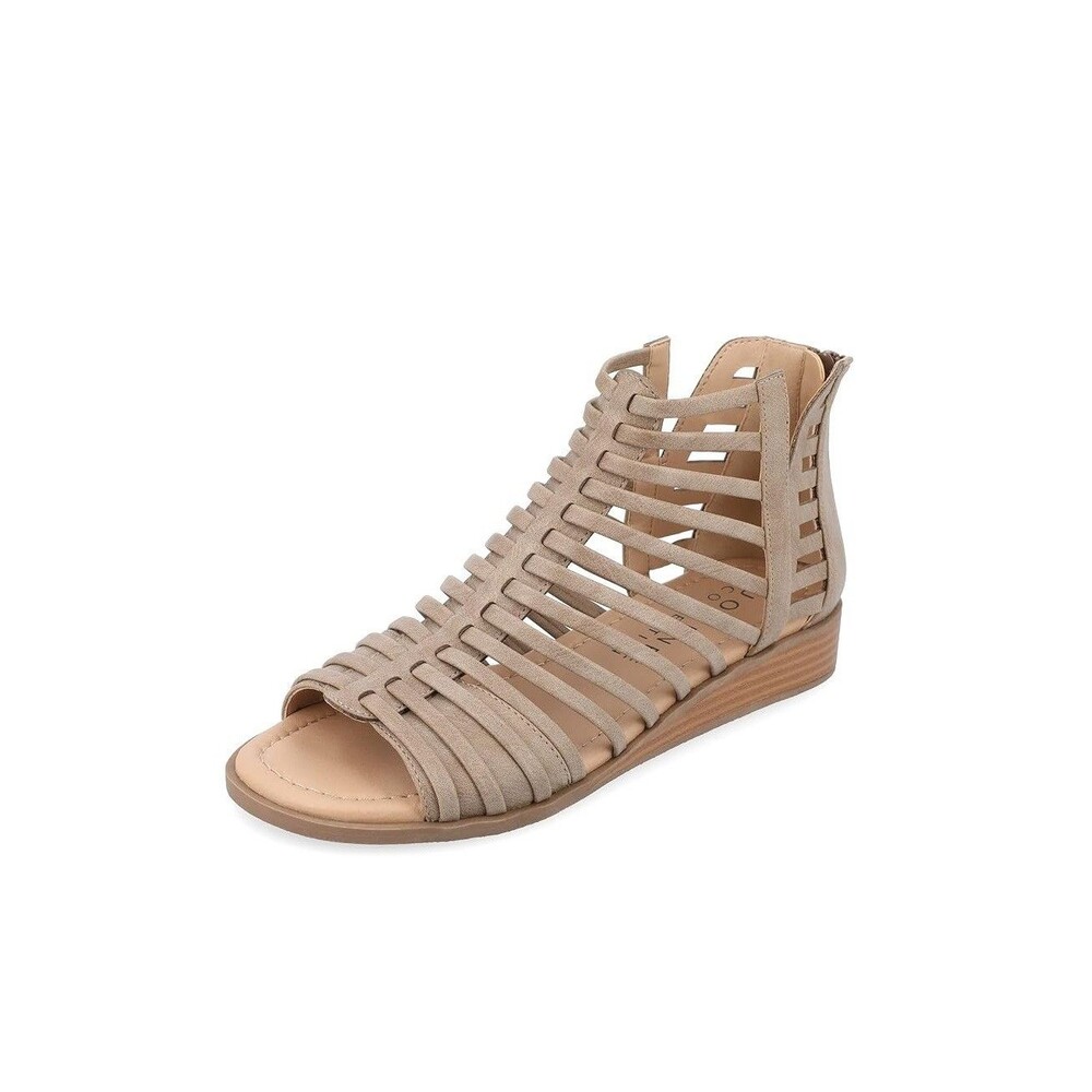 Journee Collection Womens 8 M Taupe Delilah Gladiator Zip Up Sandals NIB SA2